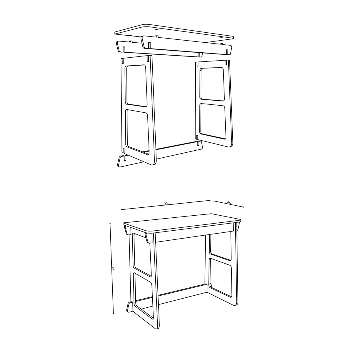 Escritorio Simple Modular de Madera – Compacto y Fácil de Armar | Mobelling