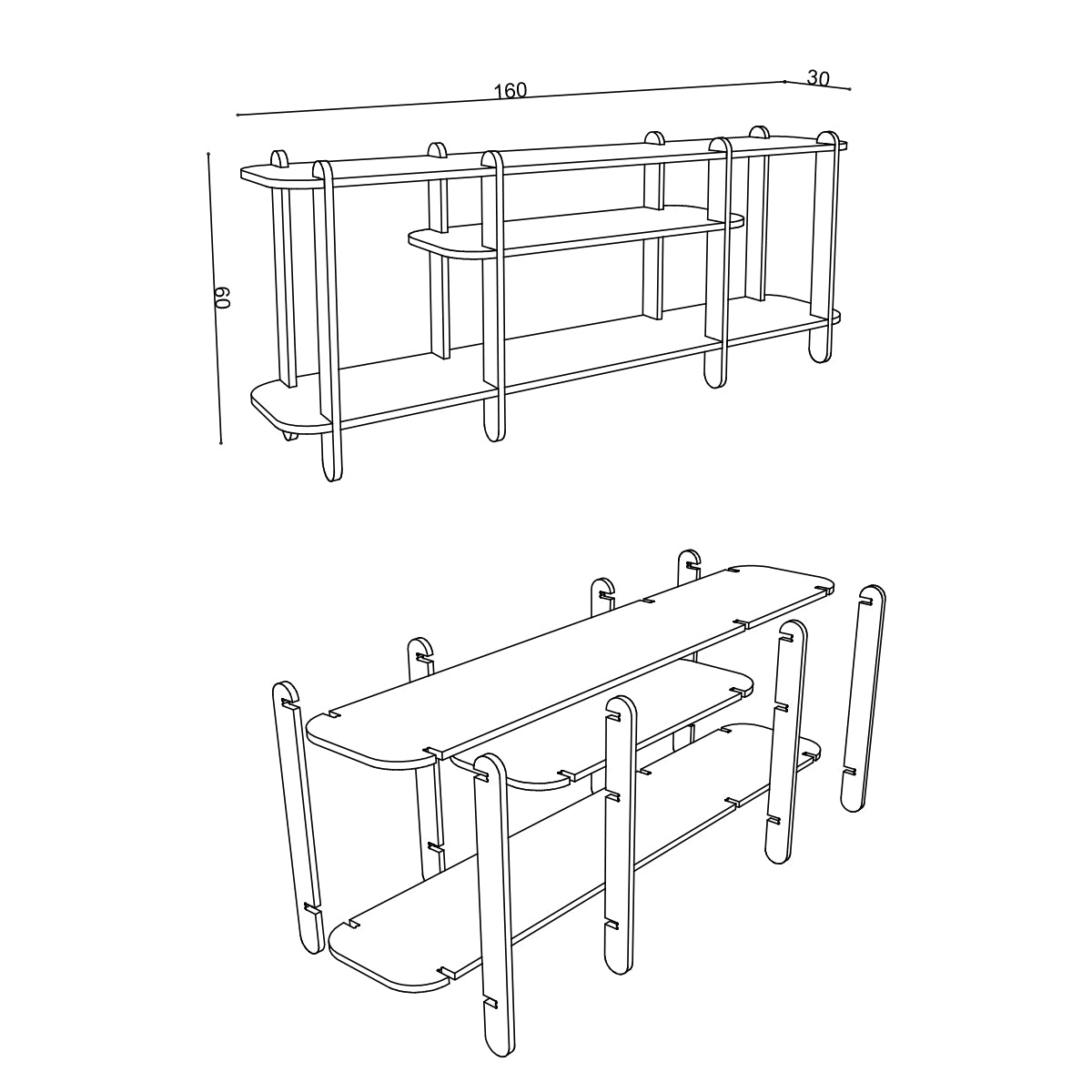 RACK TV de Madera 150cm