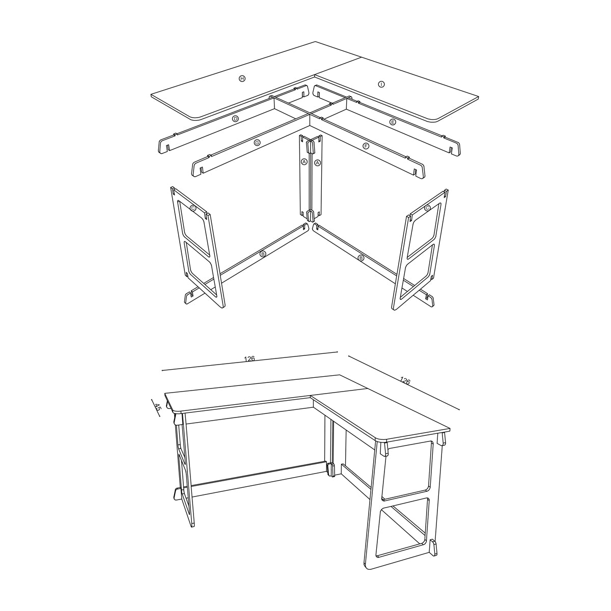 Escritorio en L modular de madera – Home Office fácil de armar