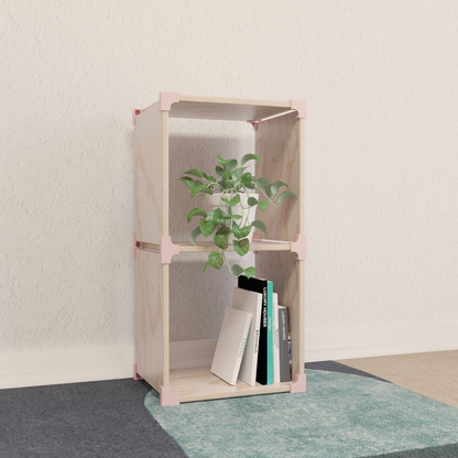 Cubo 2x1 de Madera Modular – Repisa Organizadora