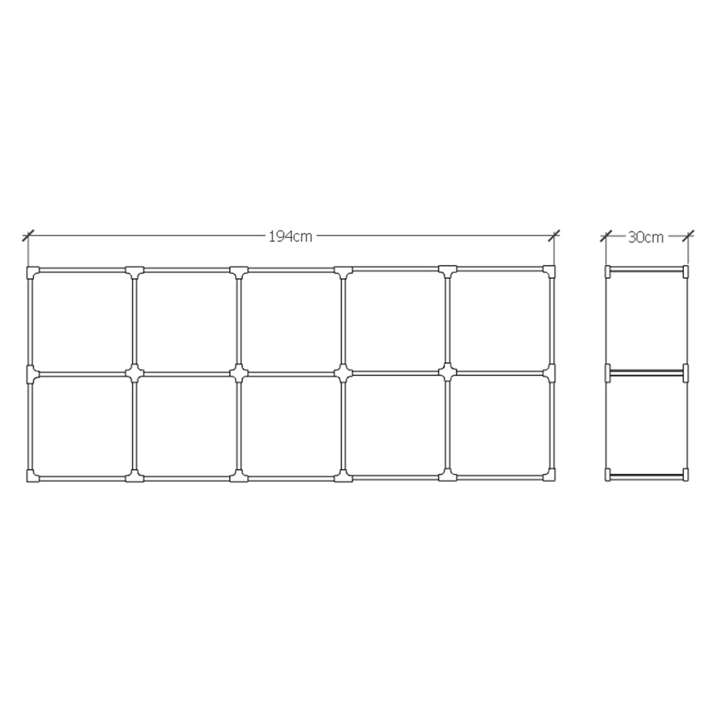 Cubo 2x5 de Madera Modular – Estantería Grande