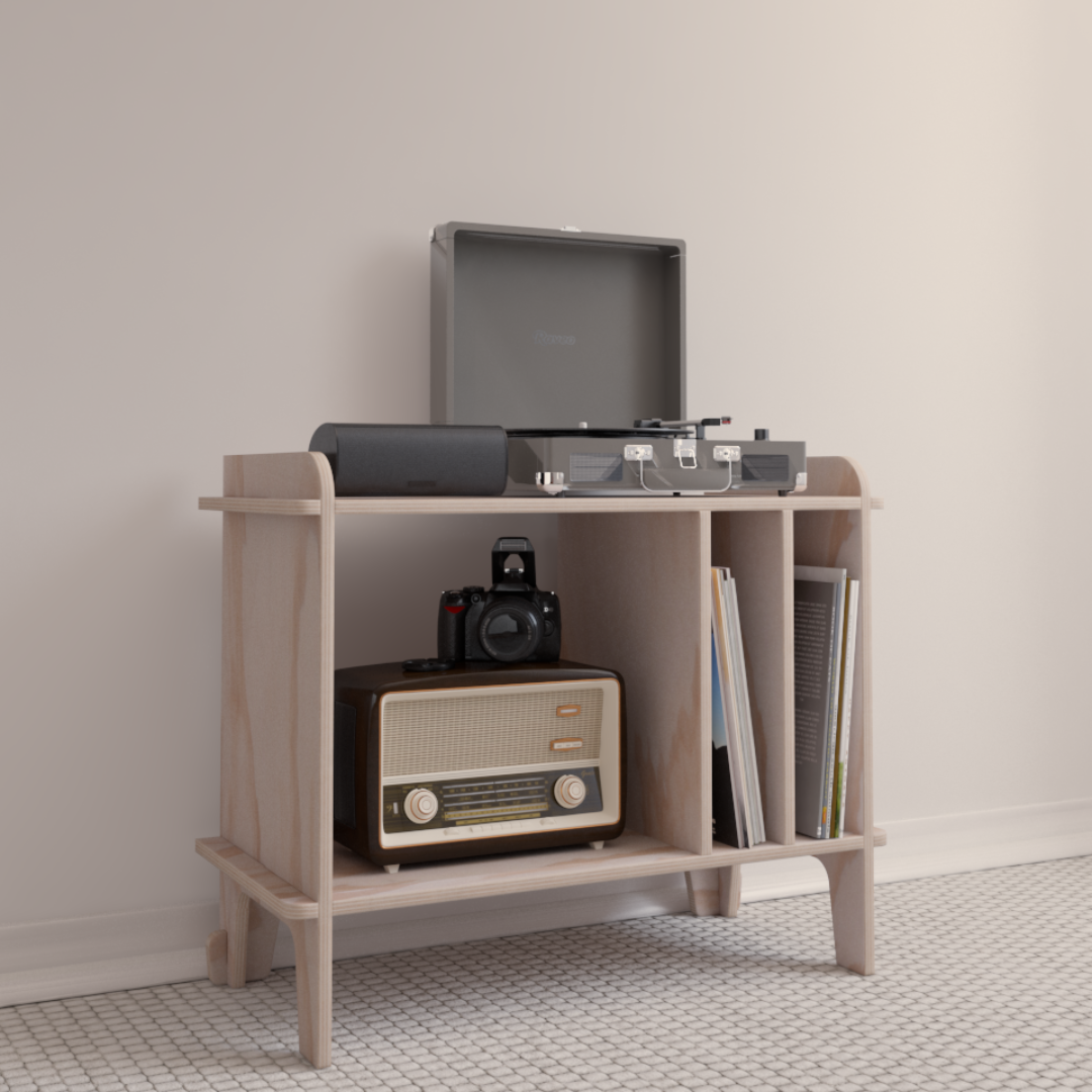 Mueble para Vinilos y Tocadiscos Modular – Estantería de Madera | Mobelling