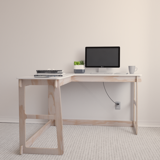 Escritorio en L modular de madera – Home Office fácil de armar | Mobelling